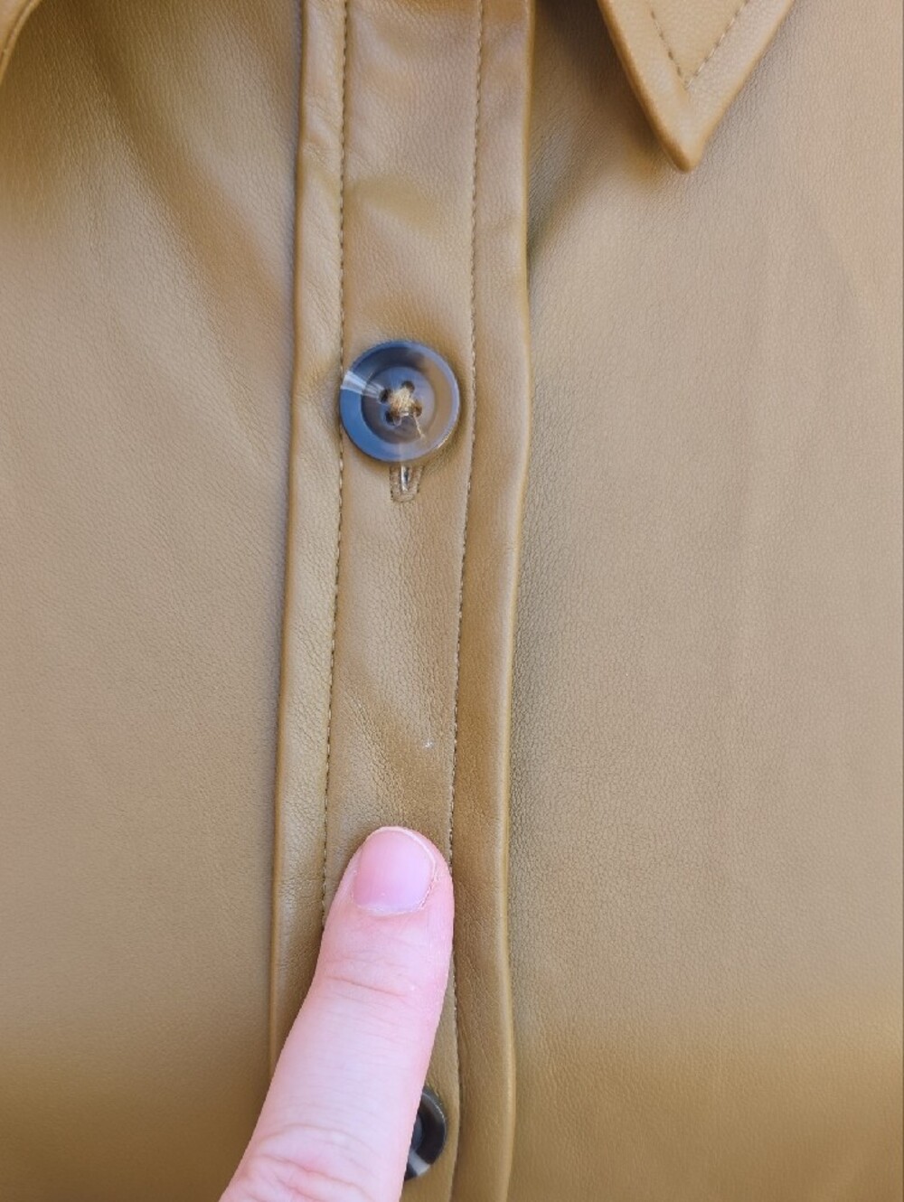 NWOT Who What Wear Faux Leather Button-Front Midi Dress in Tan Size Large - Picture 9 of 9